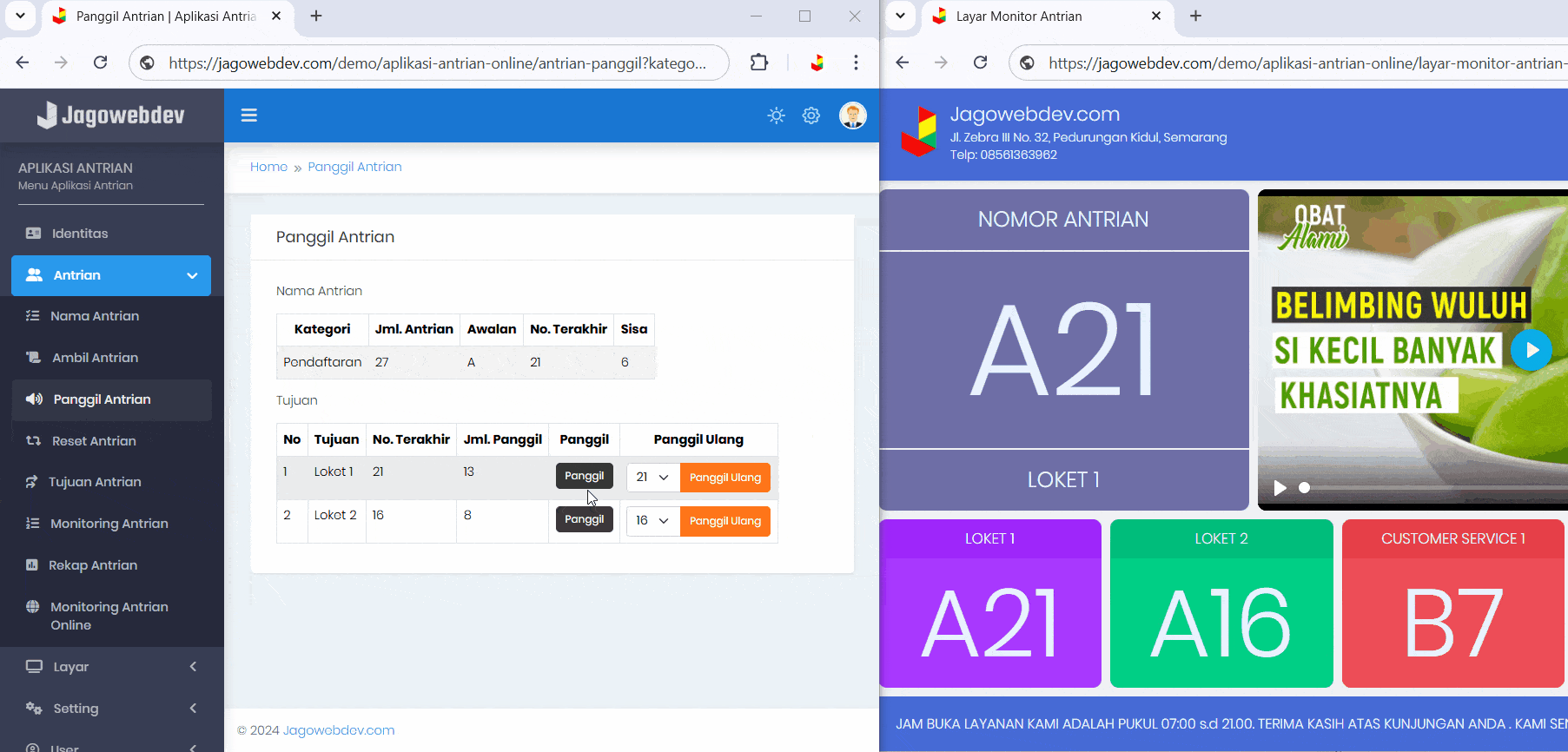 Realtime Update Panggil Antrian